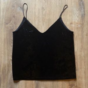 Flowy Black Velvet Slip Crop Top